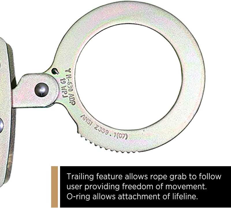 afp Self-Locking Rope Grab with 2.25 inch Connecting Eye, used with 5/8’’ Lifeline Rope, For Construction, Climbing, Fall-Protection, 310 lb. Capacity (OSHA/ANSI Compliant) - Image 5